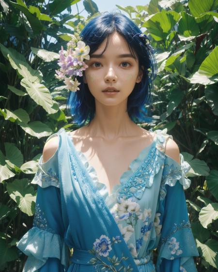 00812-427006766-_lora_1girlmix_0.65_, fashion photography portrait of blue human avatar, 1girl, in blue lush jungle with flowers and birds, sci-.png